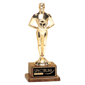 7 1/4" Cast Metal Goldtone Finish Classic Achiever Figure on a Solid Walnut Base and Black Laser Engravable Plate