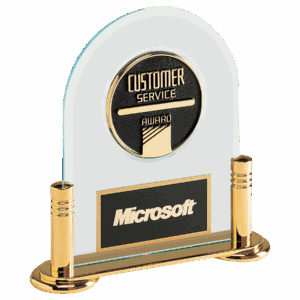 6" Acrylic CAM Award with Gold Base, Black Brass Plate (Medallion Sold Separately)