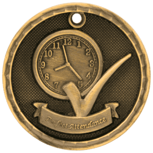 2" 3D Perfect Attendance Medal