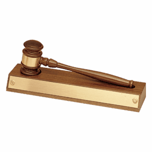 Walnut Gavel Base with Removable Gavel/Gold Gavel Band and Gold Plate for Personalization