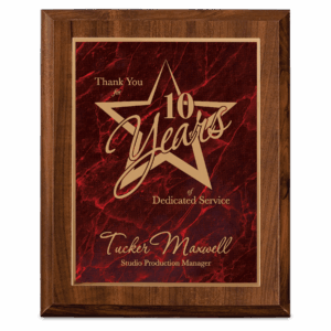 9" x 12" Cherry Finish Plaque with Red Marbleized Plate