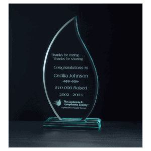 3 9/16" x 7 3/4" Flame Series Jade Acrylic Award