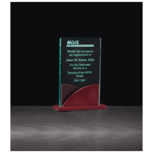 4 7/8" x 6 1/2" Premium Series Jade Acrylic on Mahogany Finish Base