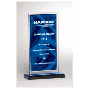 5" x 8 1/2" Dark Blue Draped Satin Patterned Acrylic with Silver Mirror Border, Black with Blue Top Base