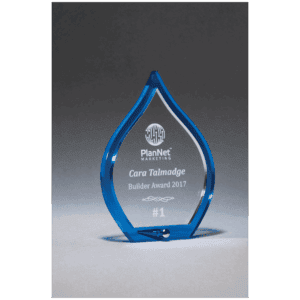 4 1/2" x 6 1/4" Blue Flame Acrylic with Clear Pop-Out Center and Silver Metal Post