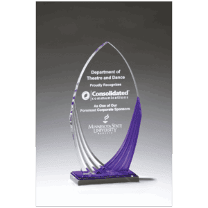 8 1/4" Tidal Series Acrylic with Printed Violet Accent and Violet Mirror-Topped Base