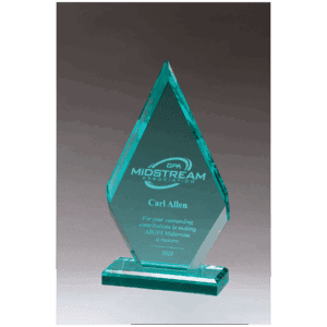 4 1/2" x 8 1/2" Flame Series Beveled Jade Acrylic Award