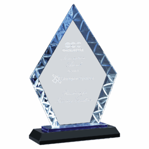 7 1/2" Clear Diamond Accent Glass on Blue & Black Reflective Base
