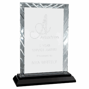 8" Rectangle Accent Glass on Black Base