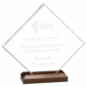 Large Clear Acrylic Diamond with Walnut Base