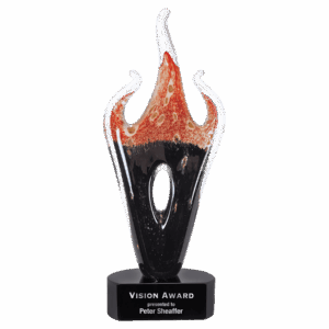 16" Red & Black Flame Art Glass
