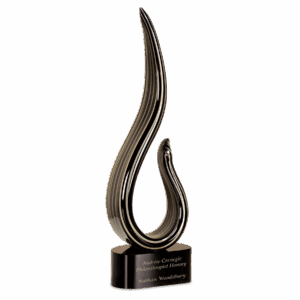 15" Black & Gold Curve Art Glass