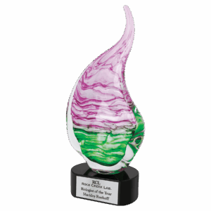 15 1/2" Pink/Green Art Glass