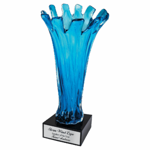 12 1/2" Blue Cup Art Glass