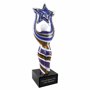12" Glass Figure with Star and Black Base