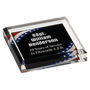 3 3/4" x 3 3/4" Stars & Stripes Marbleized Acrylic Paperweight