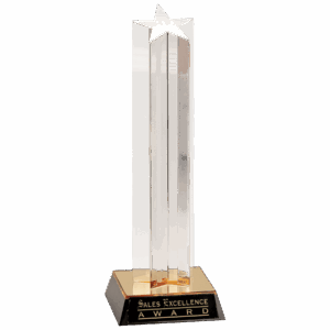 11" Clear Single Star Column Acrylic with Gold/Black Base