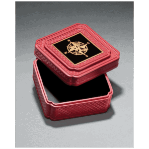 3 3/4" x 3 3/4" Red Acrylic Jewelry Box with Ornate Design