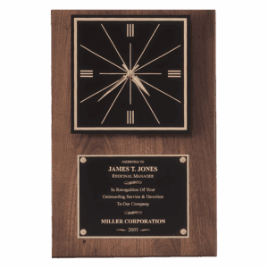 12" x 18" American Walnut Quartz Clock with Black Plate/Hangs Vertical or Horizontal