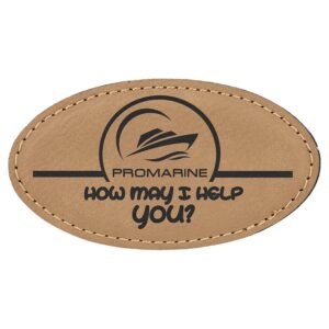 3 1/4" x 1 3/4" Laserable Leatherette Oval Badge Blank with Magnet