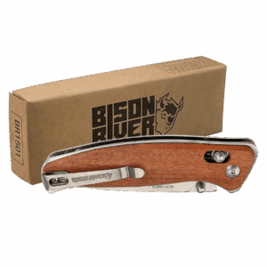 Bison River 4 1/2" Wood Button Lock Folding Knife