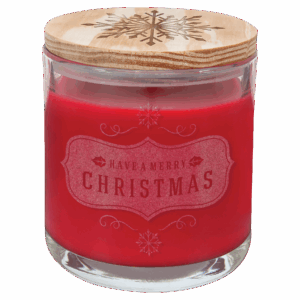 14 oz. Peppermint Twist Candle in a Glass Holder with Wood Lid