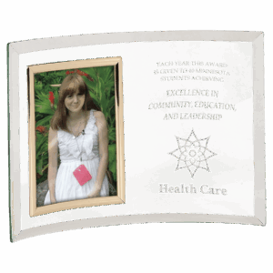 10" x 7" Jade Glass Crescent with 3 1/2" x 5" Picture Frame