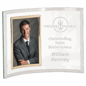 11" x 8" Jade Glass Crescent with 4" x 6" Picture Frame