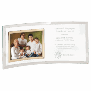 12" x 5 1/2" Jade Glass Crescent with 5" x 3 1/2" Picture Frame