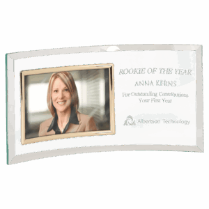 12 3/4" x 6 1/2" Jade Glass Crescent with 6" x 4" Picture Frame
