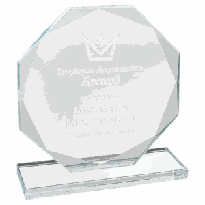 6" Octagon Clear Glass Award