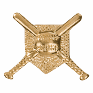 Gold Crossed Bats Metal Chenille Letter Insignia