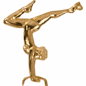 Gold Female Gymnast Metal Chenille Letter Insignia