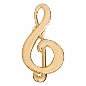 Gold Music Treble Clef Metal Chenille Letter Insignia