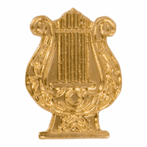 Gold Music Lyre Metal Chenille Letter Insignia