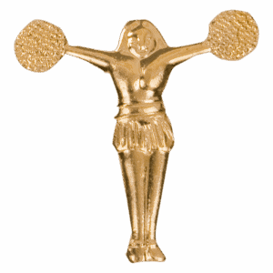 Gold Pom Pom Girl Metal Chenille Letter Insignia