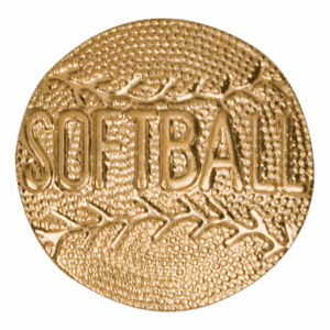 Gold Softball Metal Chenille Letter Insignia