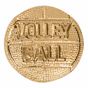 Gold Volleyball Metal Chenille Letter Insignia