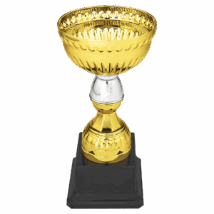 7" Gold & Silver Metal Cup with Plastic Stem and Base