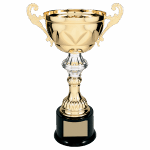 13" Completed Metal Cup Trophy on Plastic Base