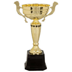 13" Completed Metal Cup Trophy on Plastic Base