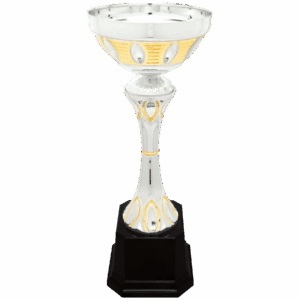 12" Completed Metal Cup Trophy on Plastic Base