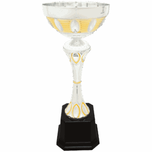 13 1/2" Silver/Gold Completed Metal Cup Trophy on Plastic Base
