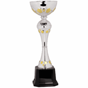 12" Completed Metal Cup Trophy on Plastic Base