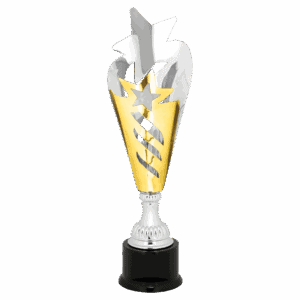 17 3/4" Silver & Gold Star Completed Metal Cup Trophy on Plastic Base