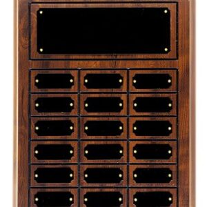 11 3/4" x 15 3/4" Cherry Finish Completed Perpetual Plaque with 18 plates