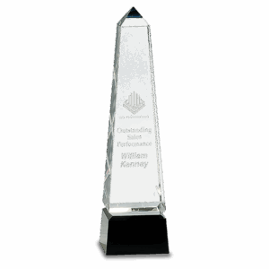 10" Obelisk Crystal on Black Pedestal Base