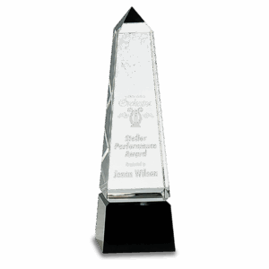 8" Obelisk Crystal on Black Pedestal Base