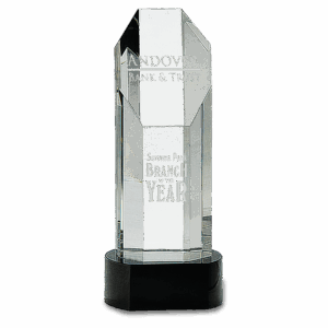 9 3/4" Octagon Slant-Top Crystal on Black Pedestal Base