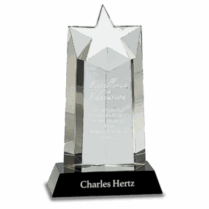9 1/4" Crystal Star Column on Black Pedestal Base
